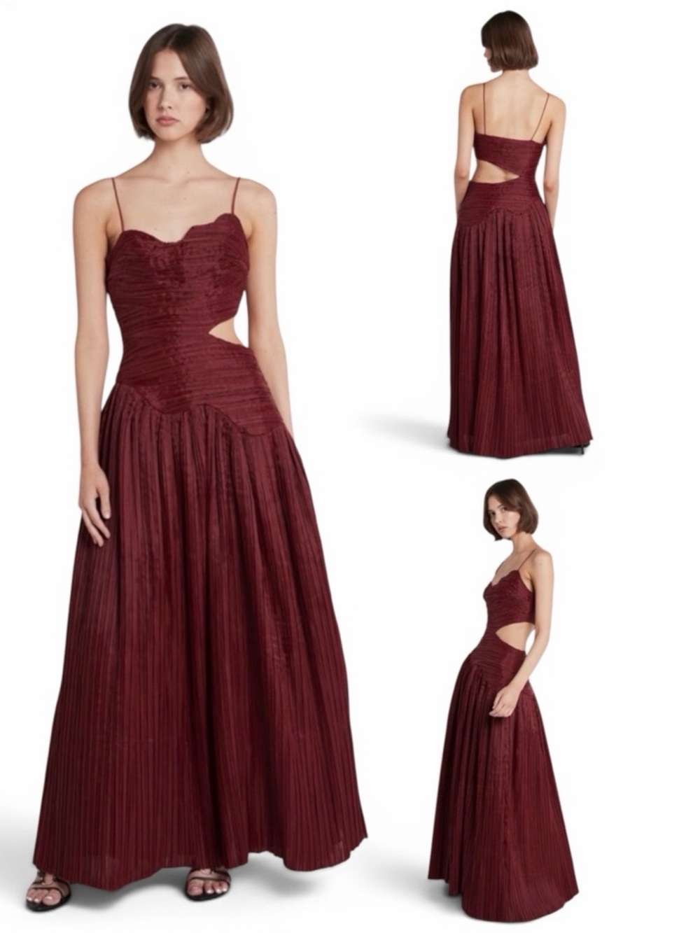 NWT Aje Laurier Wave Maxi Dress Burgundy 6 US